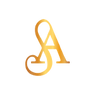 Two gold letters sa interlocking with each other to form a fancy look