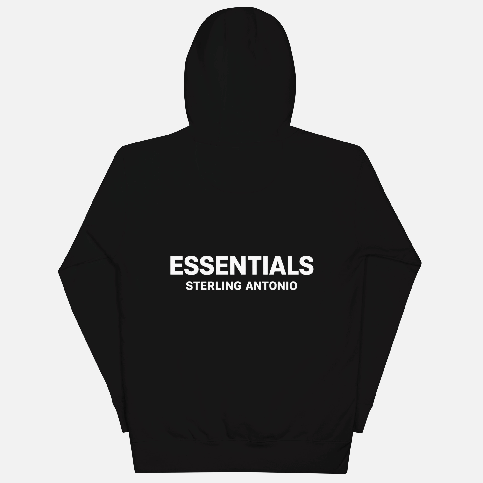 Black hoodie with 'NO ONE OWES YOU ANYTHING' text on the back against a white background