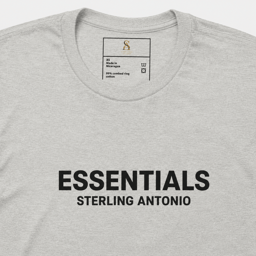 Grey Essentials Sterling Antonio cotton jersey t-shirt with bold black front logo print