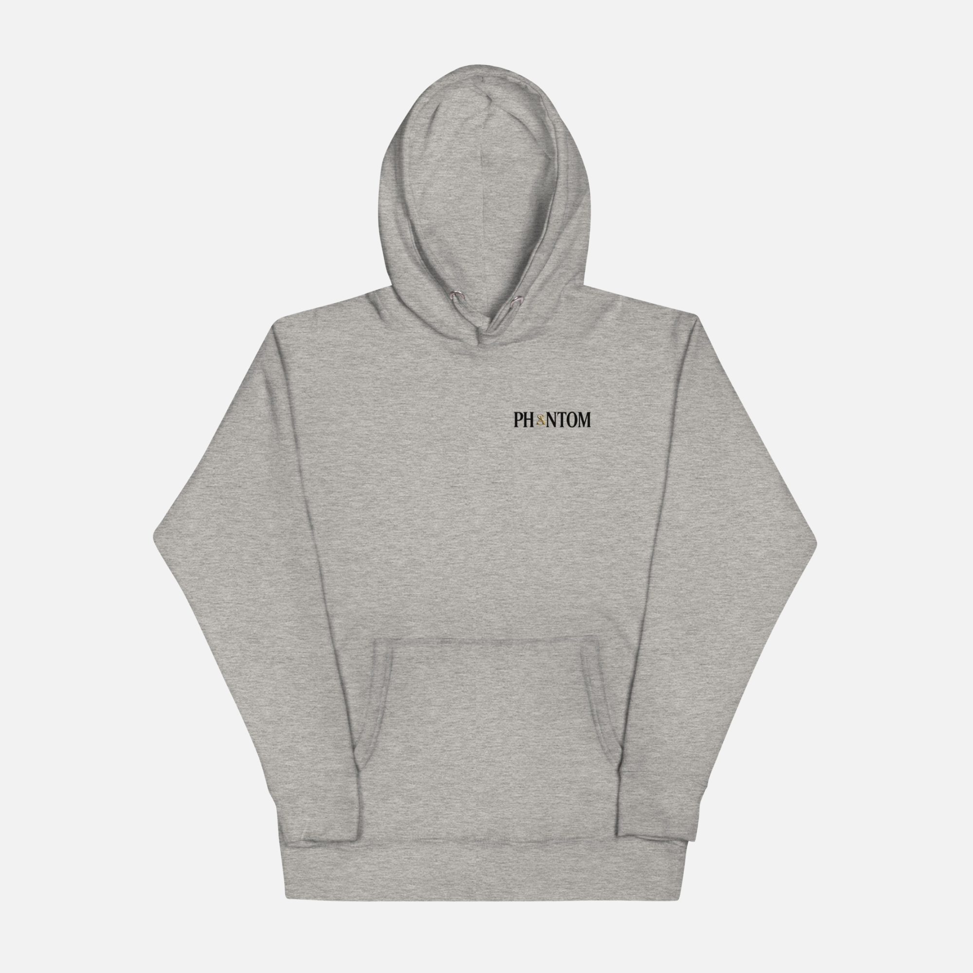 Gray hoodie with 'PHANTOM' logo on a white background