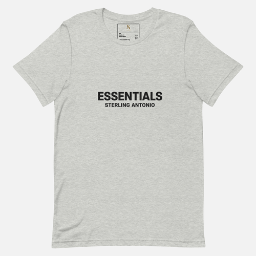 Grey Sterling Antonio essentials cotton t-shirt featuring bold black front logo print and minimalist streetwear design