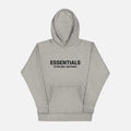 Gray hoodie with 'ESSENTIALS Sterling Antonio' text on a white background