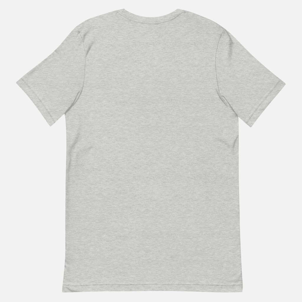 Rear view of a heather grey Phantom Sterling Antonio cotton jersey t-shirt with a clean minimalist back design on a light grey background.