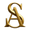 Gold logo with a stylized 'A' on a white background
