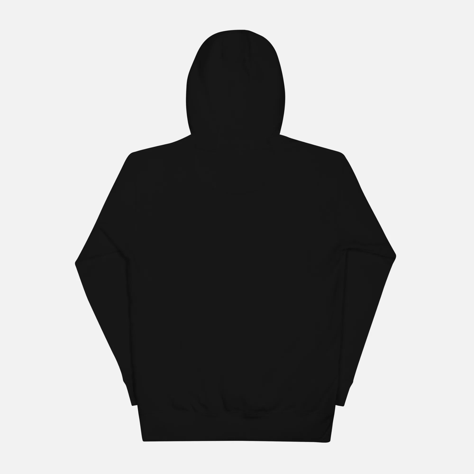 Black hoodie on a light gray background