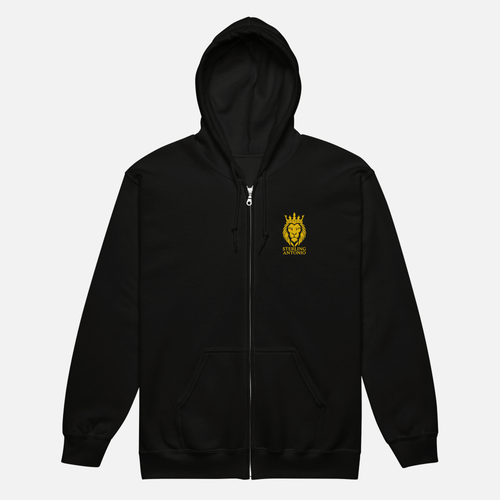 Sterling Antonio Black Crown Lion Zip Hoodie Premium Luxury Streetwear