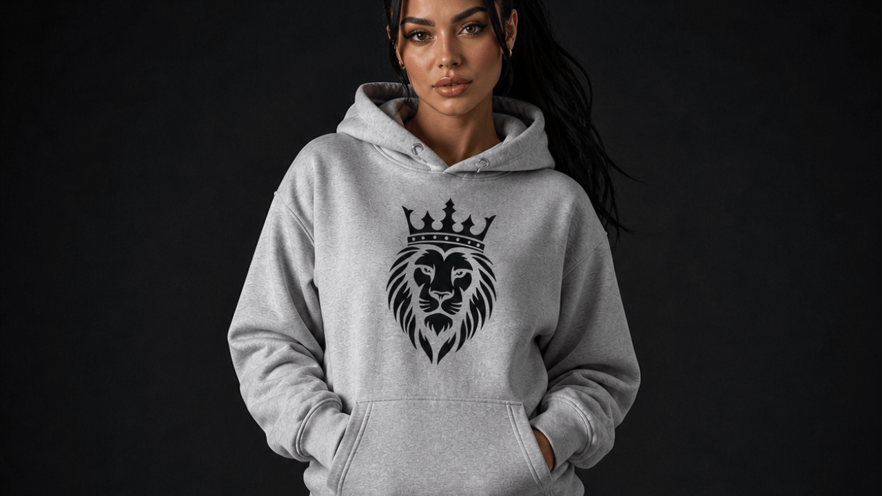 Sterling Antonio Crown Lion Hoodie Earn Your Crown Grey Pullover