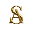 Gold logo with the letters 'AS' on a white background