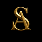 Gold letter 'A' logo on a black background