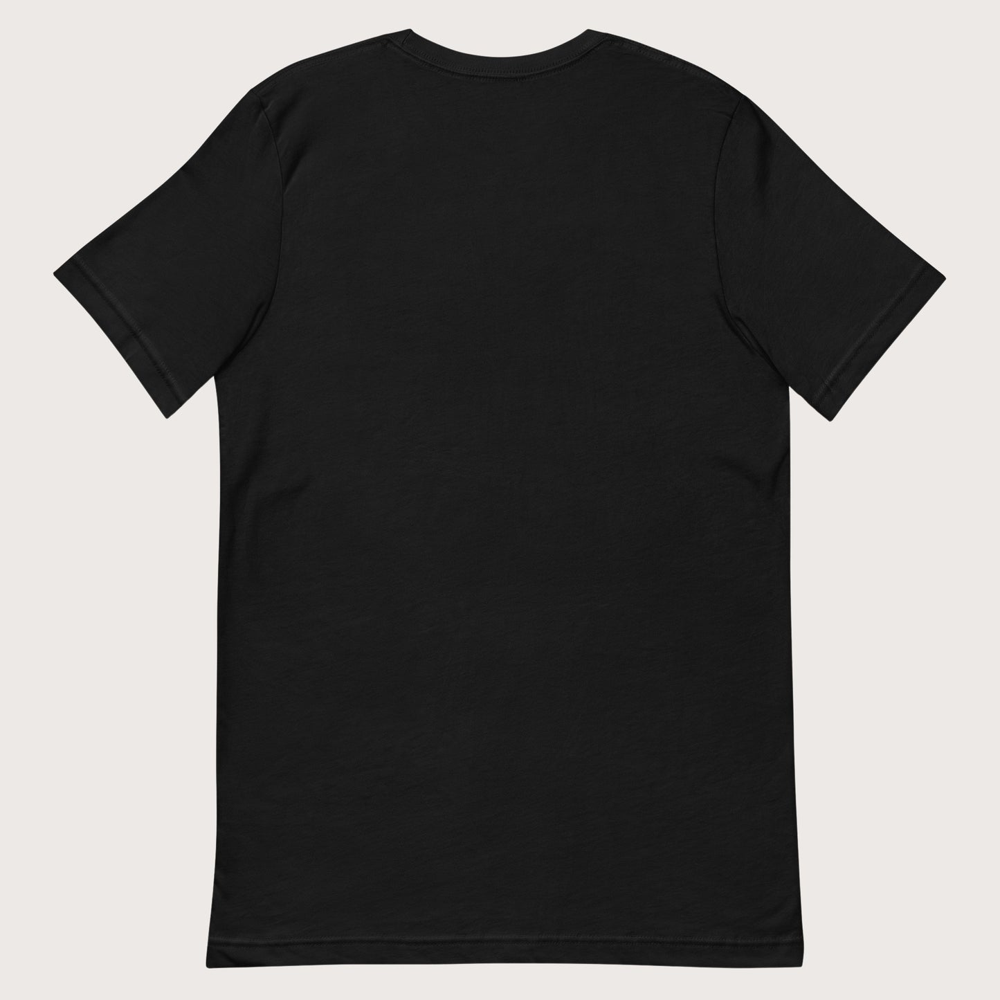 Black t-shirt on a light gray background