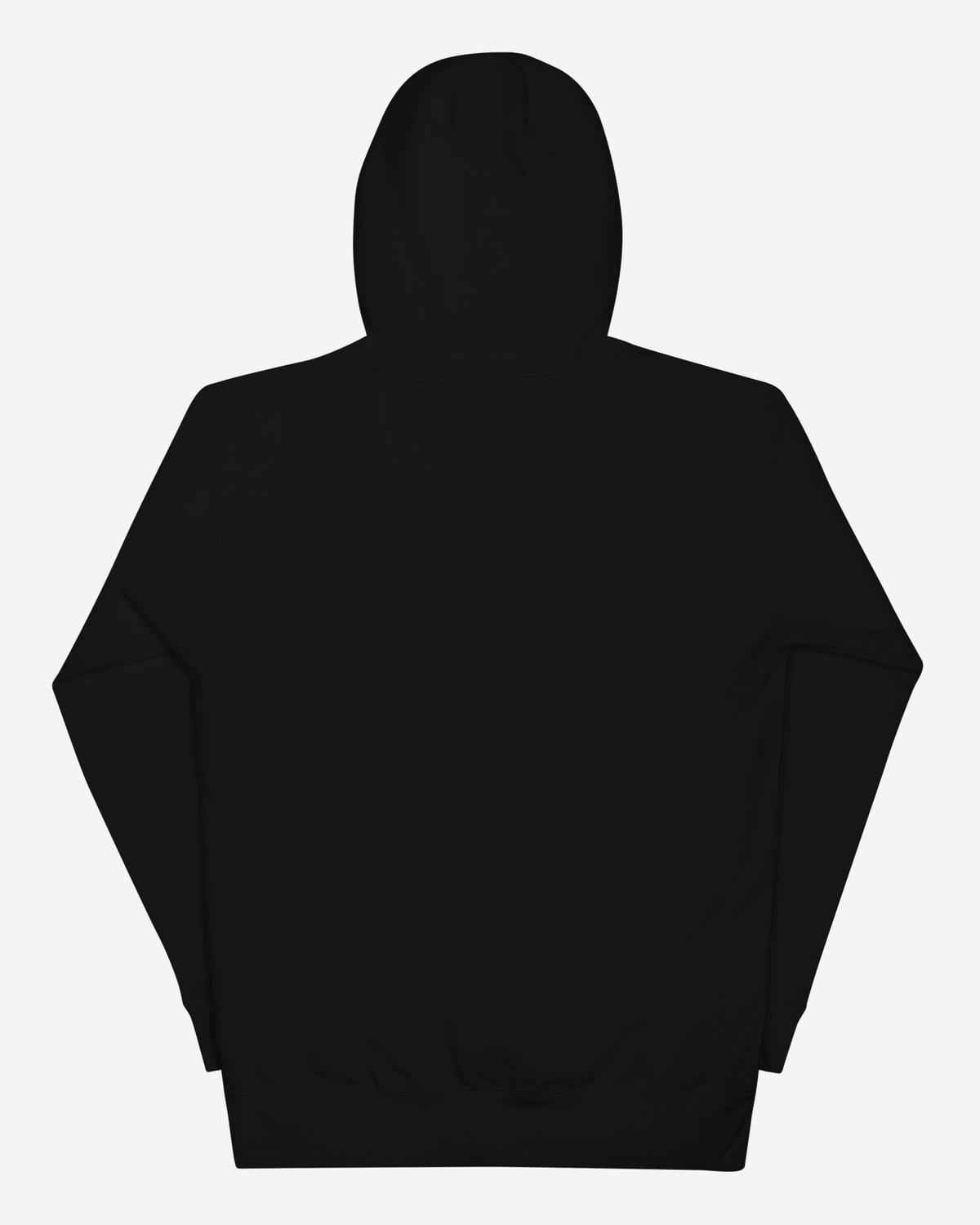 Back view of the Sterling Antonio black ring-spun cotton hoodie with a three-panel hood and ribbed cuffs and hem.
