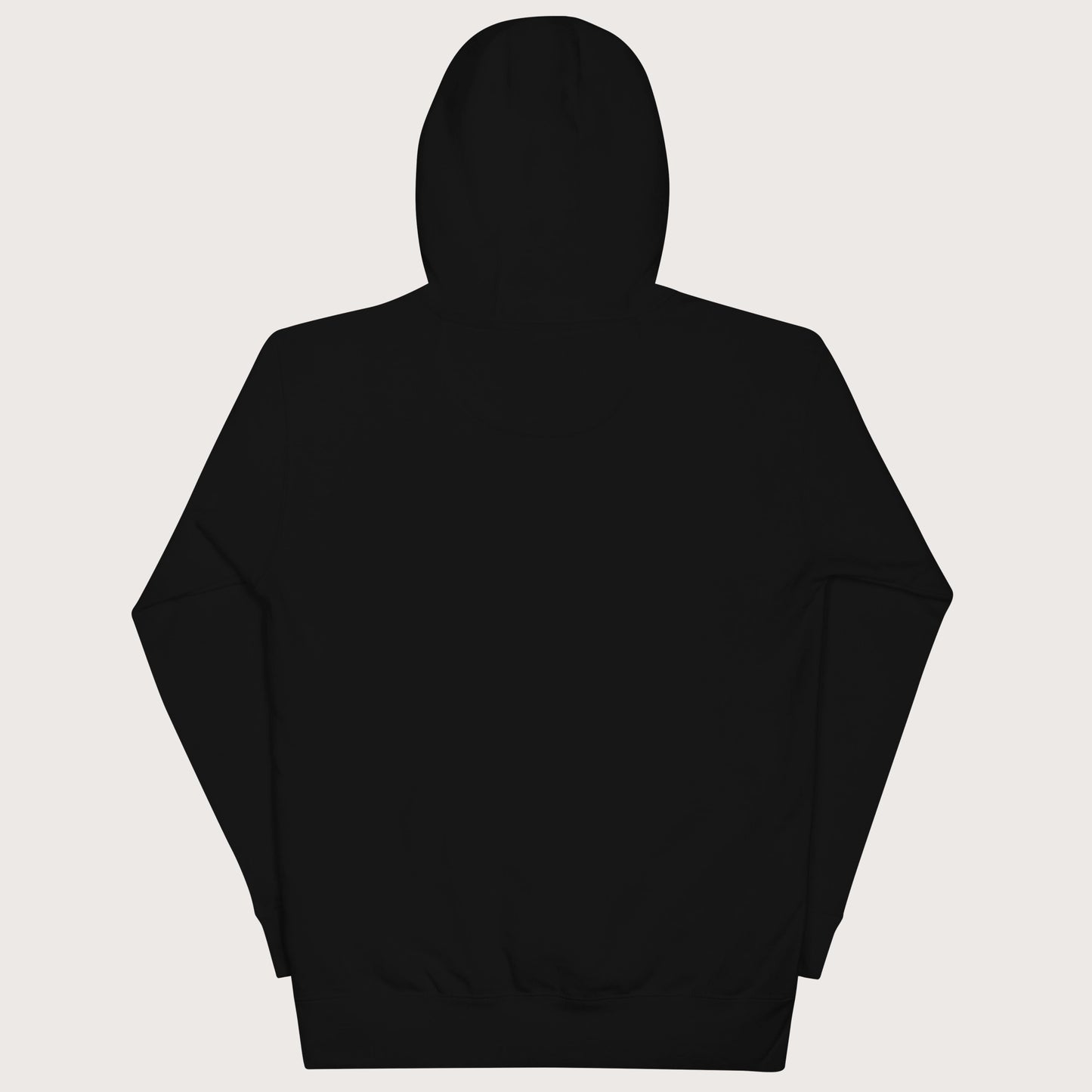 Black hoodie on a light gray background