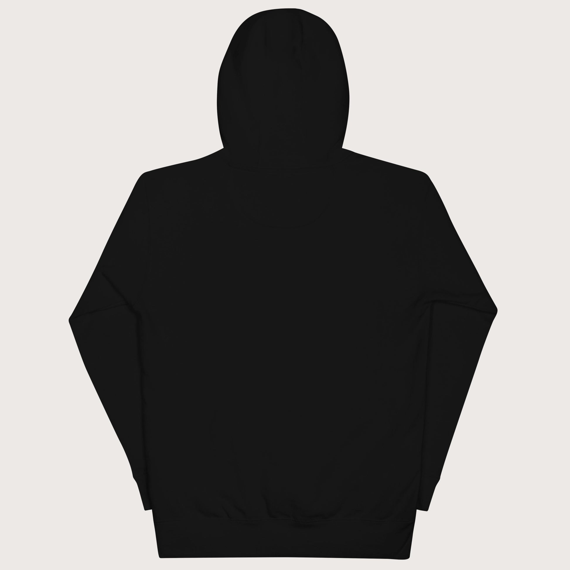 Black hoodie on a light gray background